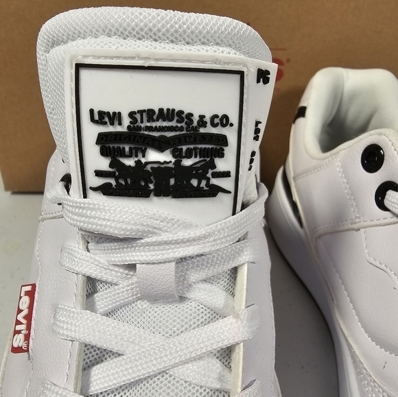 Levi's Mens 521 Mod Lo Pebbled Sneakers Low Top Casual White Black Size 12M - Picture 13 of 16